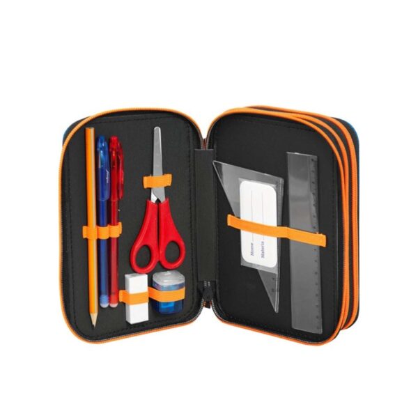 Astuccio corredo 3 zip lyon gamer blu/arancione-FRANCO COSIMO PANINI
