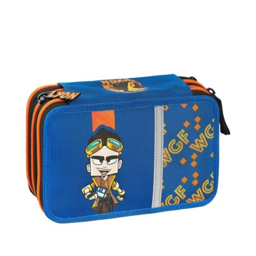 Astuccio corredo 3 zip lyon gamer blu/arancione-FRANCO COSIMO PANINI