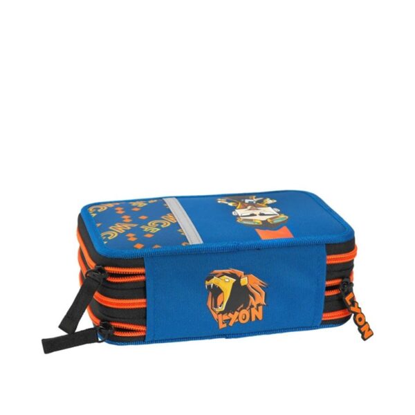 Astuccio corredo 3 zip lyon gamer blu/arancione-FRANCO COSIMO PANINI