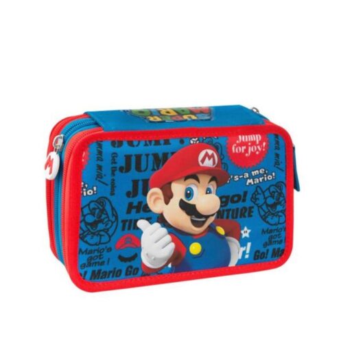 Astuccio corredo 3 zip super mario azzurro-rosso-FRANCO COSIMO PANINI