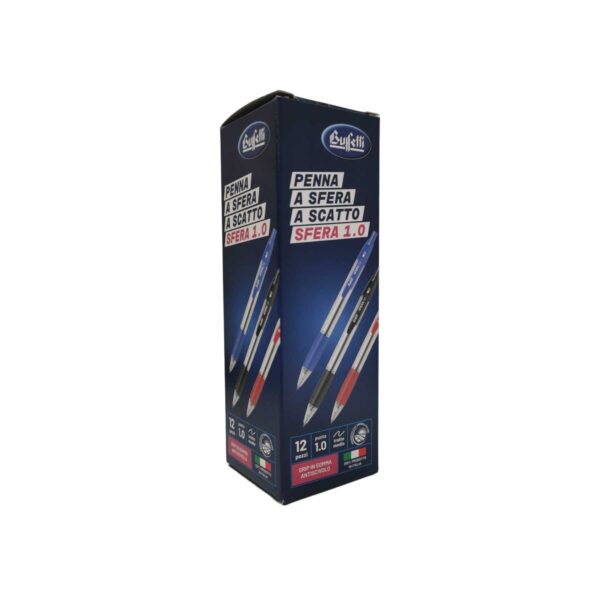 Penna a sfera a scatto 1.0 rossa confezione 12 pz-BUFFETTI