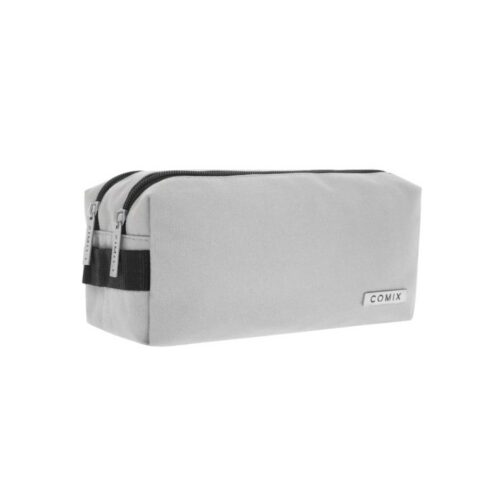 Astuccio 2 zip monocolore taupe-COMIX