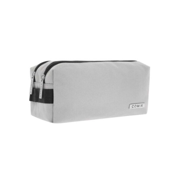 Astuccio 2 zip monocolore taupe-COMIX