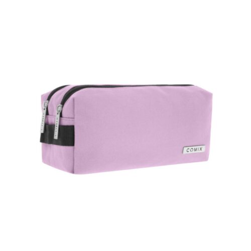 Astuccio 2 zip monocolore mauve-COMIX