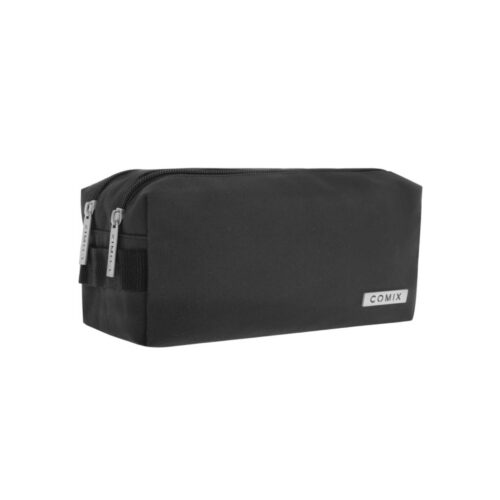Astuccio 2 zip monocolore nero-COMIX