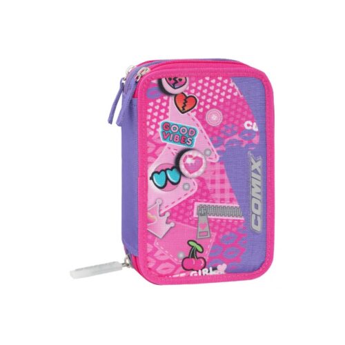 Astuccio corredo 3 zip  wave pins girl-COMIX