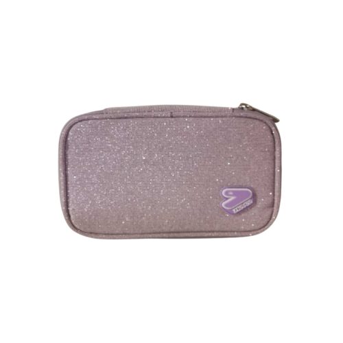 Pencil bag round plus big shiny tech lilla-SEVEN
