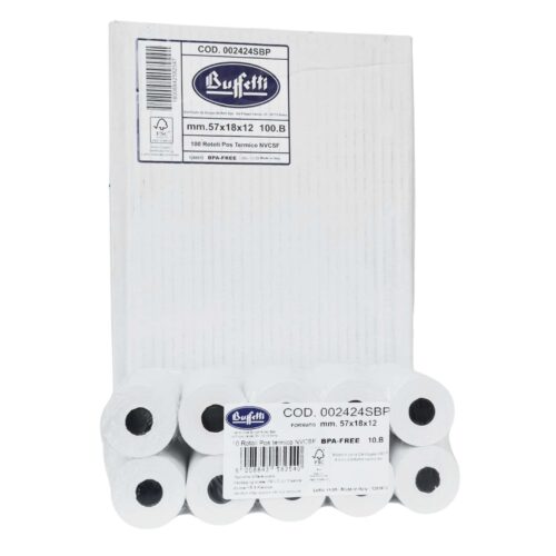Rotolo pos carta termica 57x18x12 gr.55 cf. 100 rt-BUFFETTI