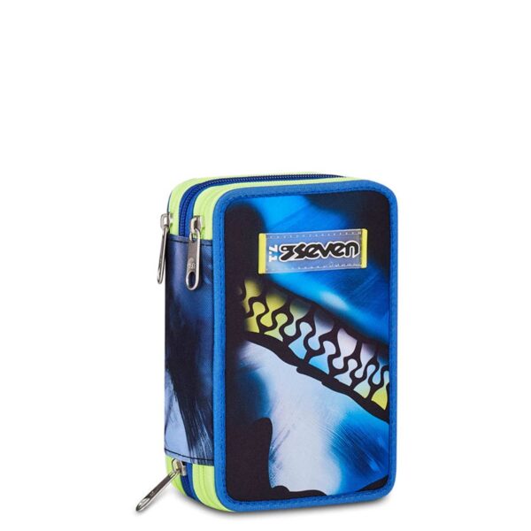 Astuccio 3 zip blu fusion-SEVEN