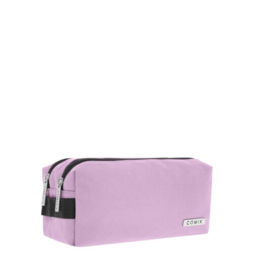 Astuccio 2 zip monocolore mauve-COMIX